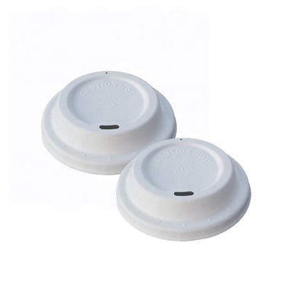 PFAS Free Biodegradable Molded Sugarcane Bagasse Disposable Coffee Cup Lids