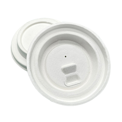 100% Compostable Biodegradable 80mm 90mm Bagasse Lids Non Leak Cover For Cola