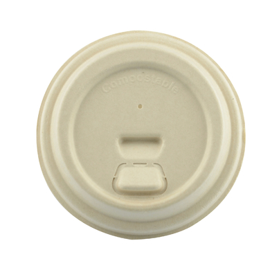 Sugarcane Fiber Pulp 80mm 90mm Paper Lids For 8oz 12oz 16oz 32oz Beverage Cups