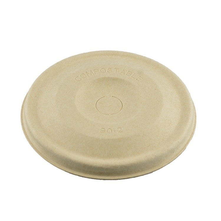 Wholesale Cold hot Flat Disposable Biodegradable Sugarcane Bagasse Cup Lids 90mm